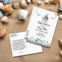 "Querida" Chá de fraldas Azul Náutico Russo