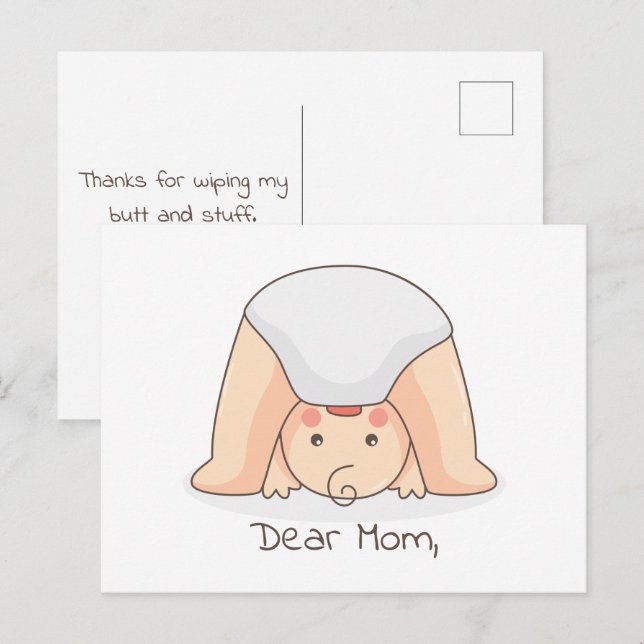 Cartão Postal Querida mãe... Placa de Dia de as mães engraçada (Frente/Verso)