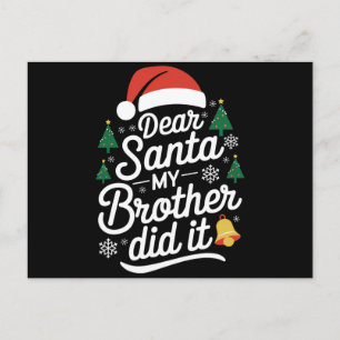Cartão Postal Querido Papai Noel Meu Irmão Fez Isso Funny Natal 
