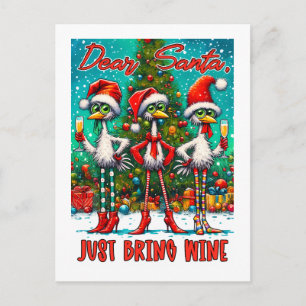 Cartão Postal Querido Papai Noel Traga Apenas Vinho