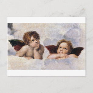 Cartão Postal Querubins, anjos alados pintura de Raffael