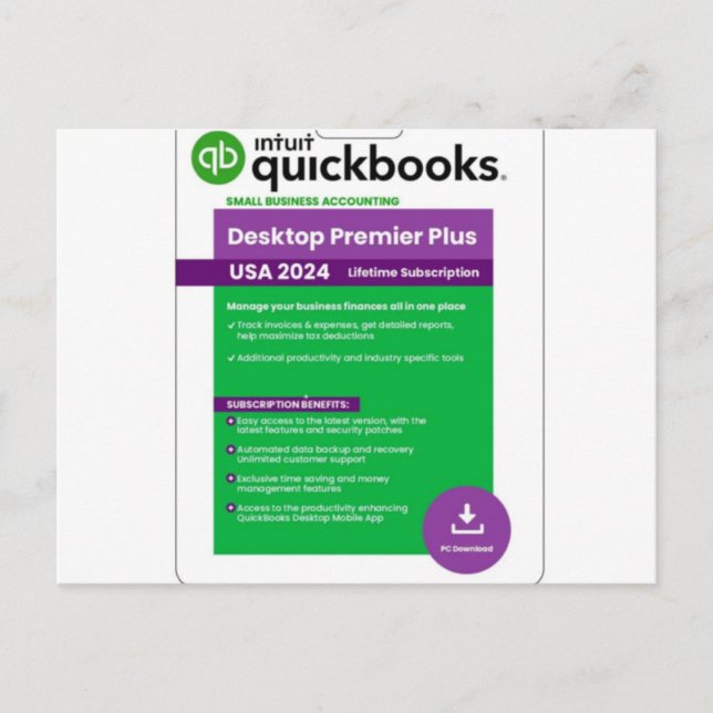 Cartão Postal Quickbooks Desktop Premier 2024- intquickbooks.com (Frente)