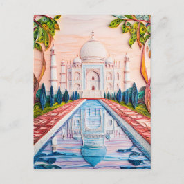 Cartão Postal Quilling Taj Mahal ao Nascer do Sol