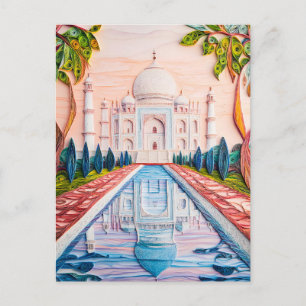 Cartão Postal Quilling Taj Mahal ao Nascer do Sol