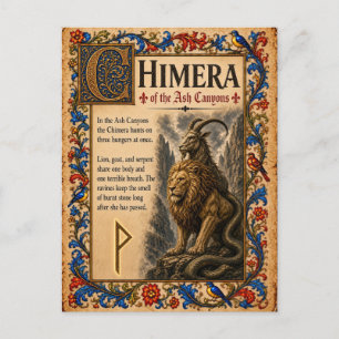 Cartão Postal Quimera, Arte do Bestiário Medieval