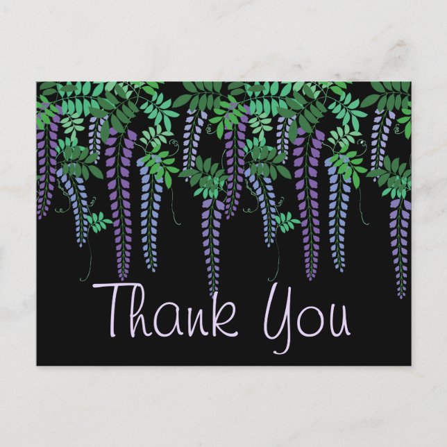 Cartão Postal Quimono Japonês Floral de Wistéria Roxa (Frente)