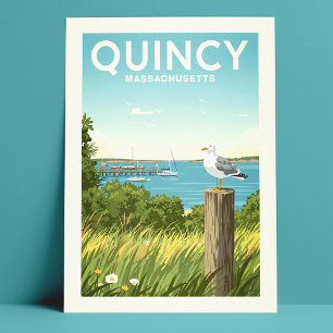 Cartão Postal Quincy Massachusetts Antigo