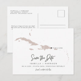 Cartão Postal QUINN Mapa de Punta Cana Salve a Data Coração Móve