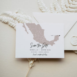 Cartão Postal QUINN- Mapa do México Salve a Data Movível Coração