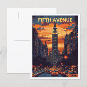 Cartão Postal Quinta Avenida Nova Iorque, EUA, Viagens vintage d