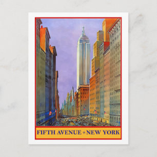 Cartão Postal Quinta Avenida, Nova Iorque, viagens vintage posta