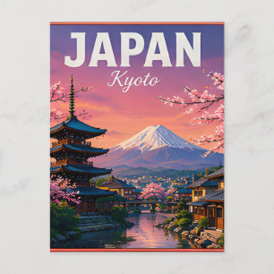 Cartão Postal 🌸 Quioto Japão Temporada de Flores de Cerejeira �