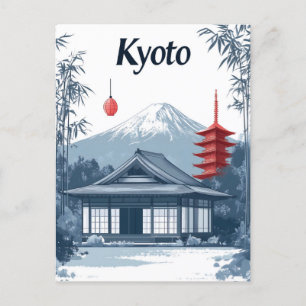 Cartão Postal Quioto: Templo Japonês, Pagoda e Montanha