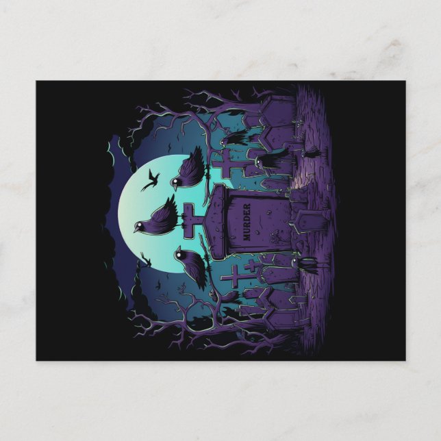 Cartão Postal Quirky Assassinato de Corvos (Frente)