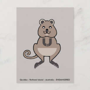Cartão Postal QUOKKA desenhado à mão - Marsupial - Espécie em ex
