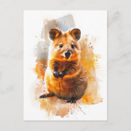 Cartão Postal Quokka em aquarela natural