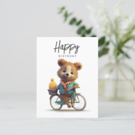Cartão Postal Quokka fofa em uma bicicleta, Feliz Aniversário 