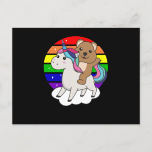 Cartão Postal Quokka Unicorn Rainbow Animal Quokkas Unicorns