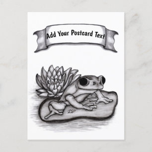 Cartão Postal Rã com Flor de Lotus, adicione seu texto