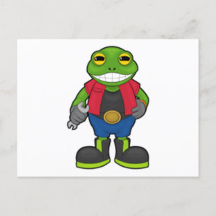 Cartão Postal Rã como Mecânico com Chave de Fenda