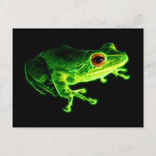 Cartão Postal Rã-Eletrica Verde Neon - Descrição de Animal Brilh