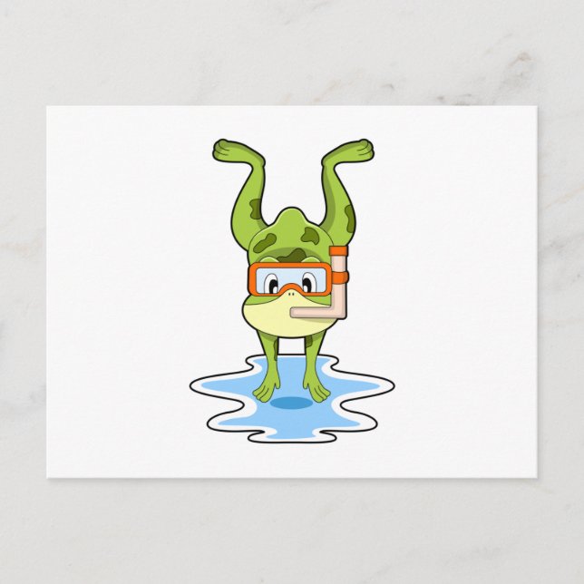 Cartão Postal Rã mergulhando com snorkel (Frente)