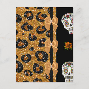 Cartão Postal RAB Rockabilly Dourado Estampa de Leopardo Açúcare