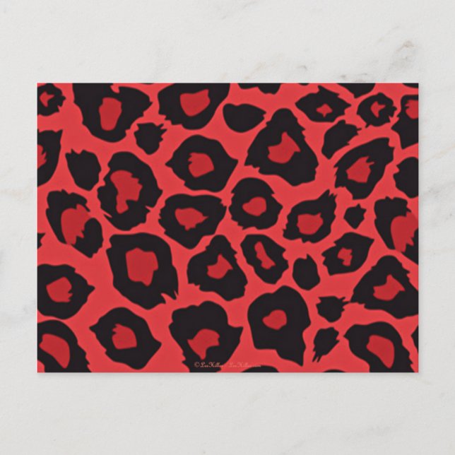 Cartão Postal RAB Rockabilly Leopard Print Red Black (Frente)