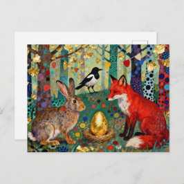Cartão Postal Rabbit, Magpie, Fox and “The Golden Goose Egg”