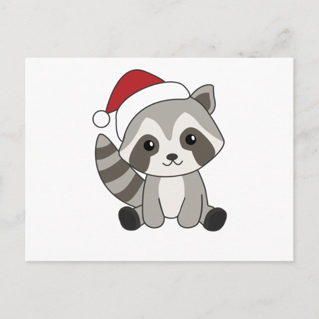Cartão Postal Raccoon Christmas Snow Winter Raccoons (Frente)