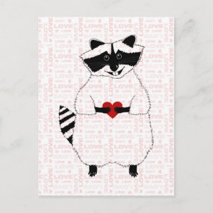 Cartão Postal Raccoon Love