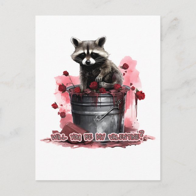 Cartão Postal Raccoon será meu Namorados? (Frente)