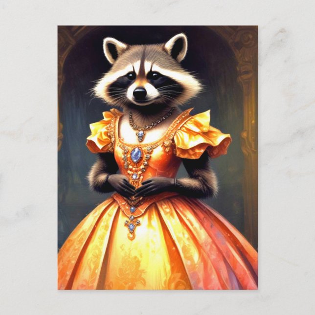 Cartão Postal Raccoon Wearing Evening Gown (Frente)