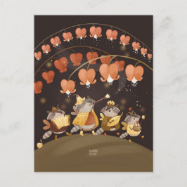 Cartão Postal Raccoons Segredos Botânicos por Alexandra Dikaia