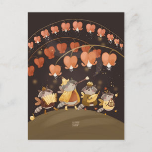 Cartão Postal Raccoons Segredos Botânicos por Alexandra Dikaia