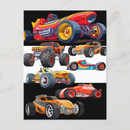 Cartão Postal Race Car Monster Truck Cars Design