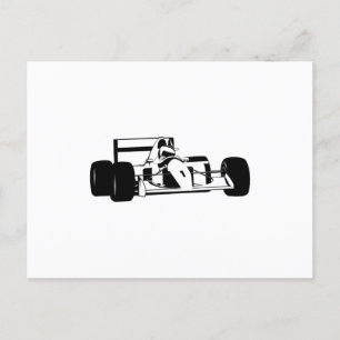Cartão Postal Race Car Silhouette preto e branco