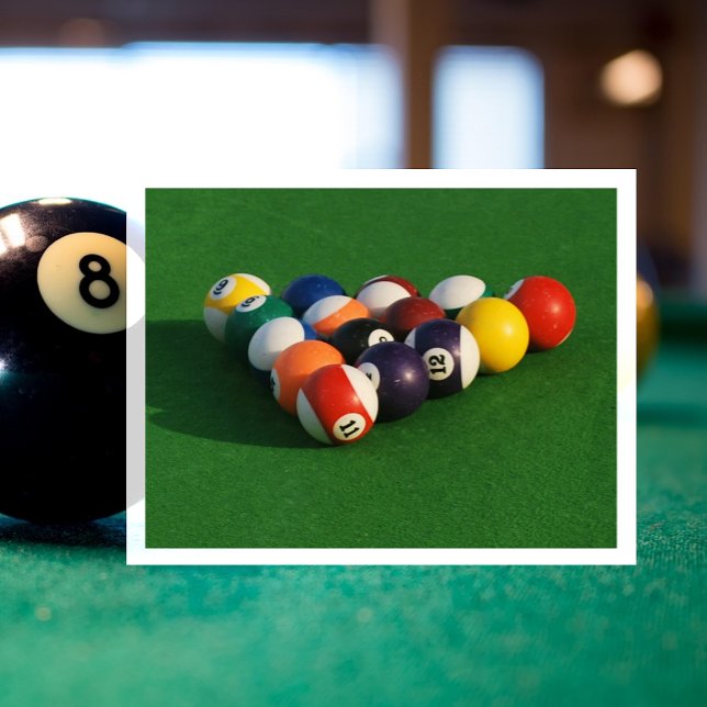 Cartão Postal Racked Pool Balls on Pool Table Postcard (Criador carregado)