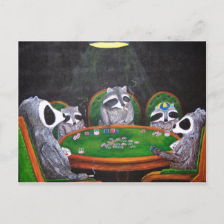 Cartão Postal Racoons Jogando Poker