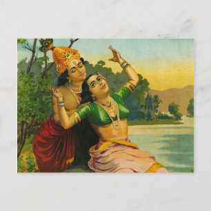 Cartão Postal Radha Bilas por Raja Ravi Varma