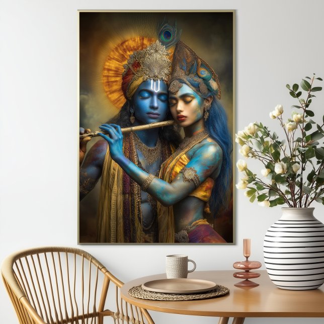 Cartão Postal Radha Krishna Amor Divino: Pintura Hindu Moderna (Criador carregado)