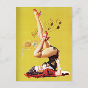 Cartão Postal Rádio Play Vintage Pin Up