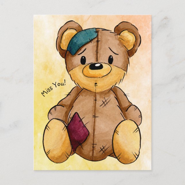 Cartão Postal Rag Doll Bear Miss You Postcard (Frente)