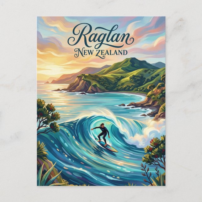 Cartão Postal Raglan Nova Zelândia (Frente)