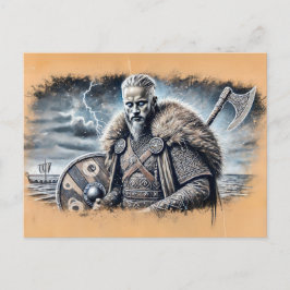 Cartão Postal Ragnar Lodbrok no Desenho de Giz de Pastel