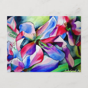 Cartão Postal Rainbow Azalea flor original de aquarela