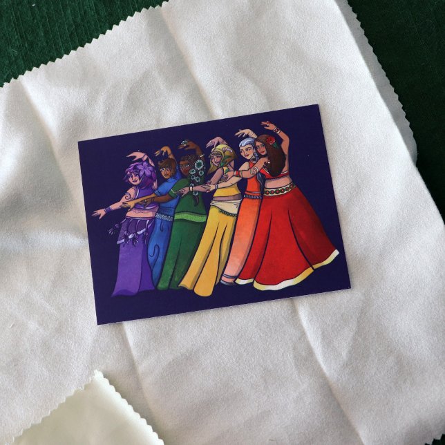 Cartão Postal Rainbow Belly Dancer Art Belly Dance Troupe (Criador carregado)