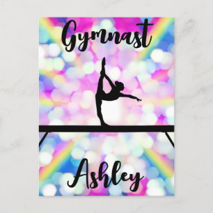 Cartão Postal Rainbow Bokeh Blast Gymnastics Beam Personalizado