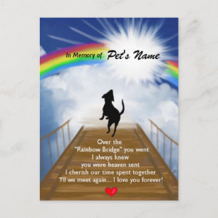Cartão Postal Rainbow Bridge Memorial Poem for Dogs