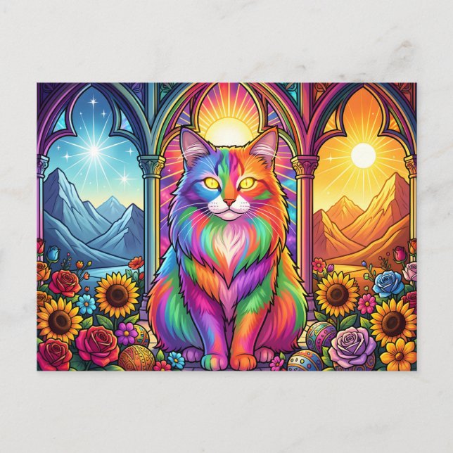 Cartão Postal rainbow cat postcard (Frente)